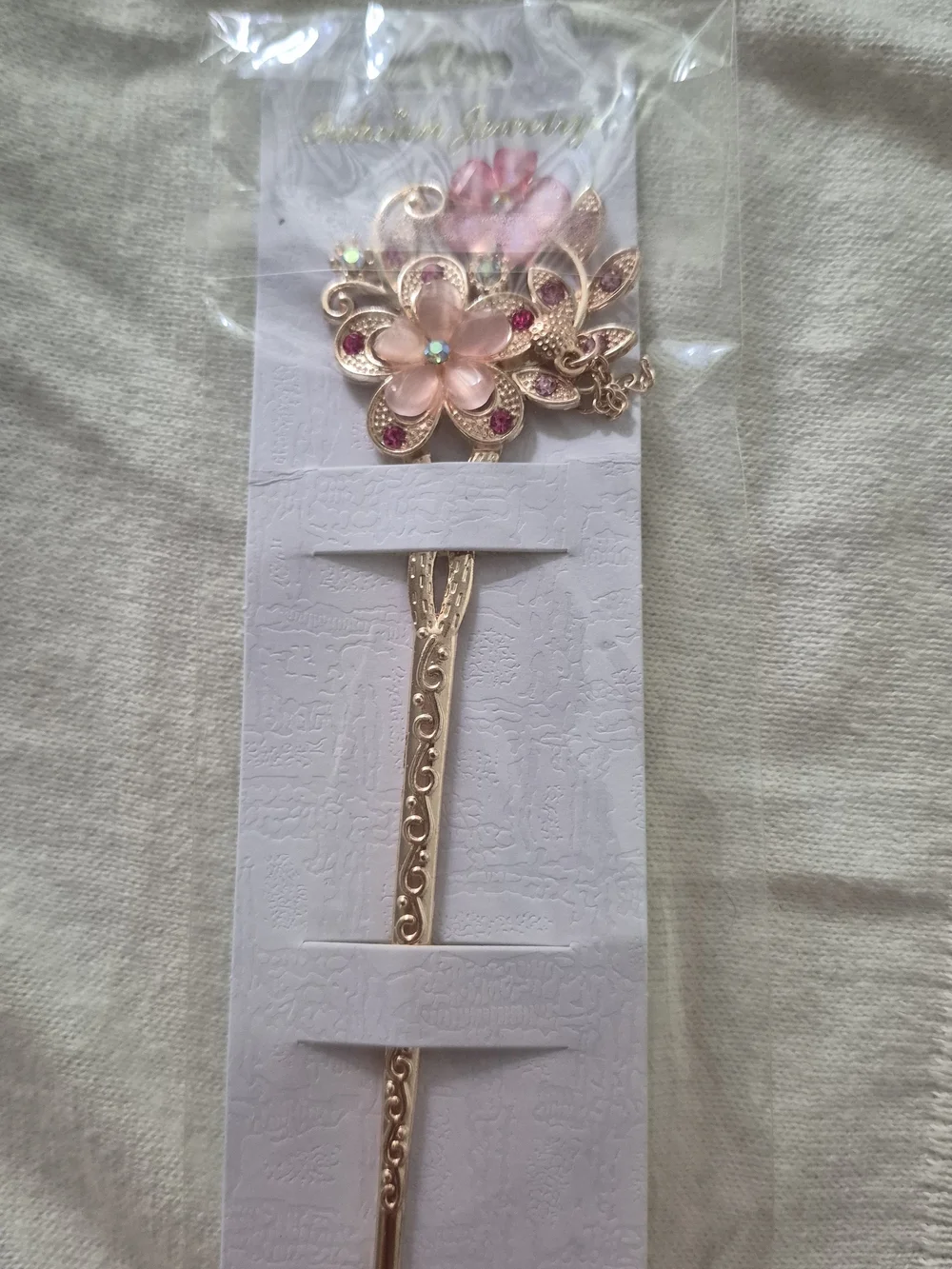 Floral Pink Crystal Hair Clip Barrette - Women Accessories